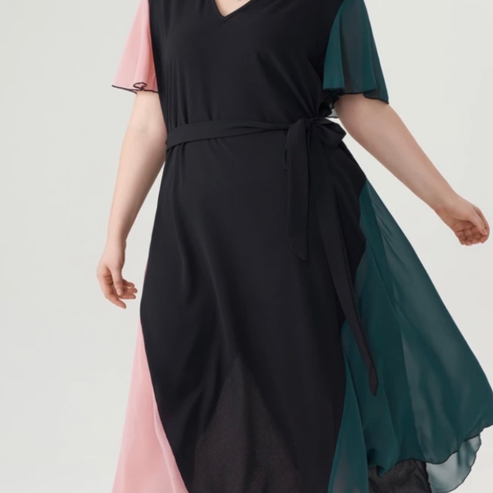 V-Neck Patchwork Dress - image 6